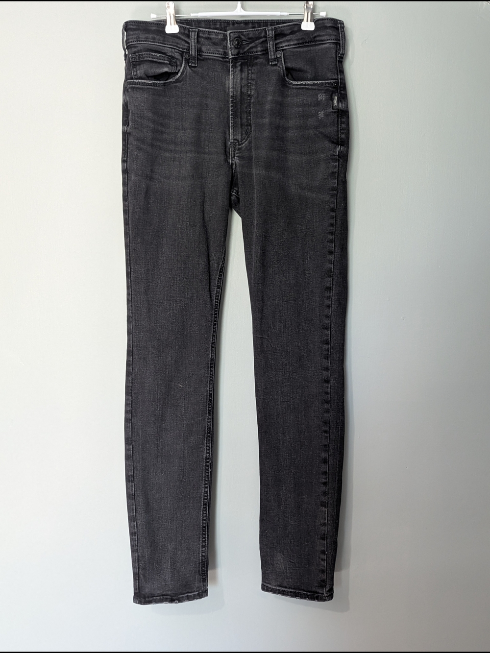Silver Jeans Co. Mens Risto Athletic Fit Skinny Jeans Black Denim Grunge Revival